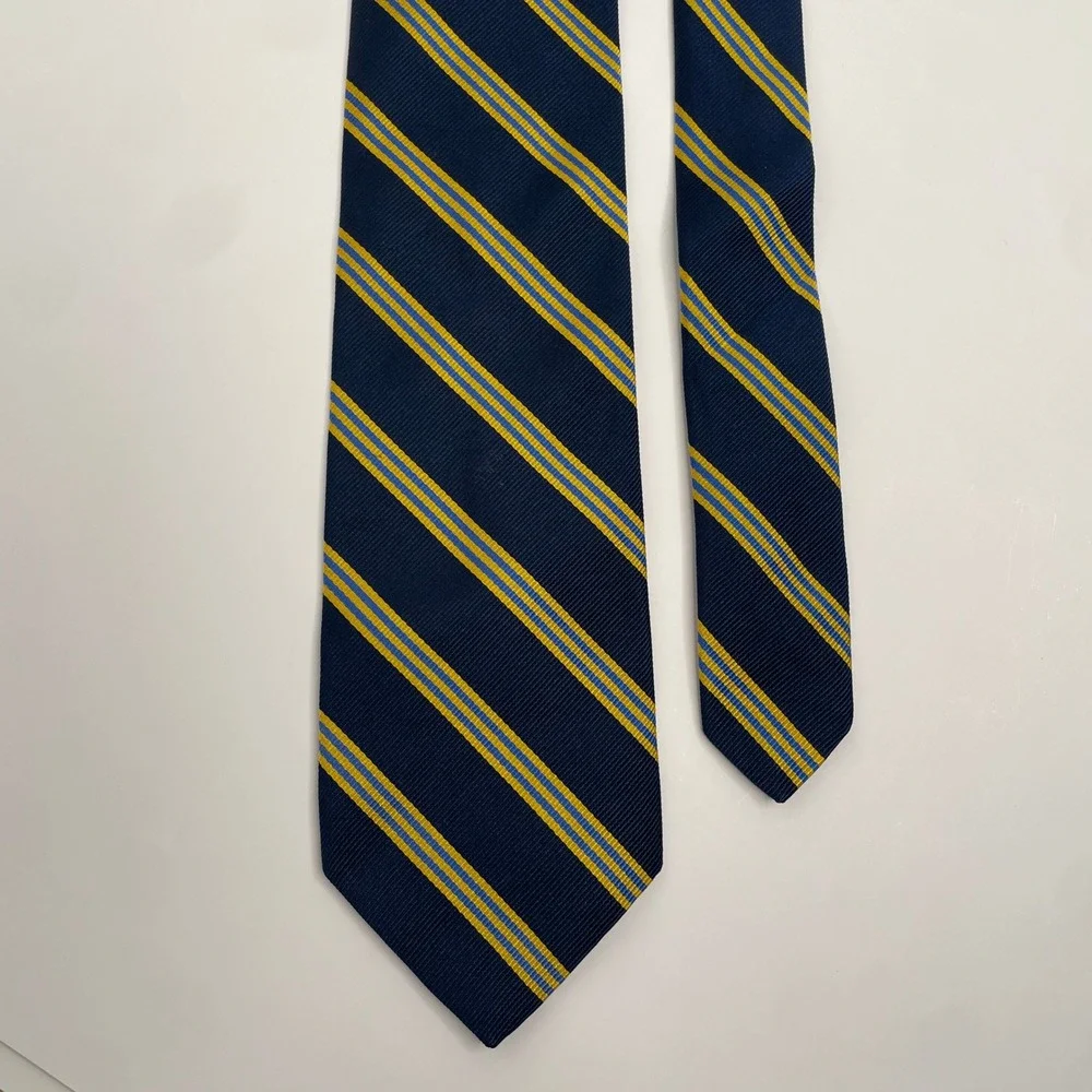 Brooks Brothers‎ 246 Silk Tie Blue Yellow Stripe Classic 3.25